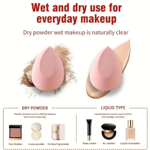 NWT 4 Pcs Soft Pink Makeup Sponges With Storage Box Non-Latex - Picture 3 of 5